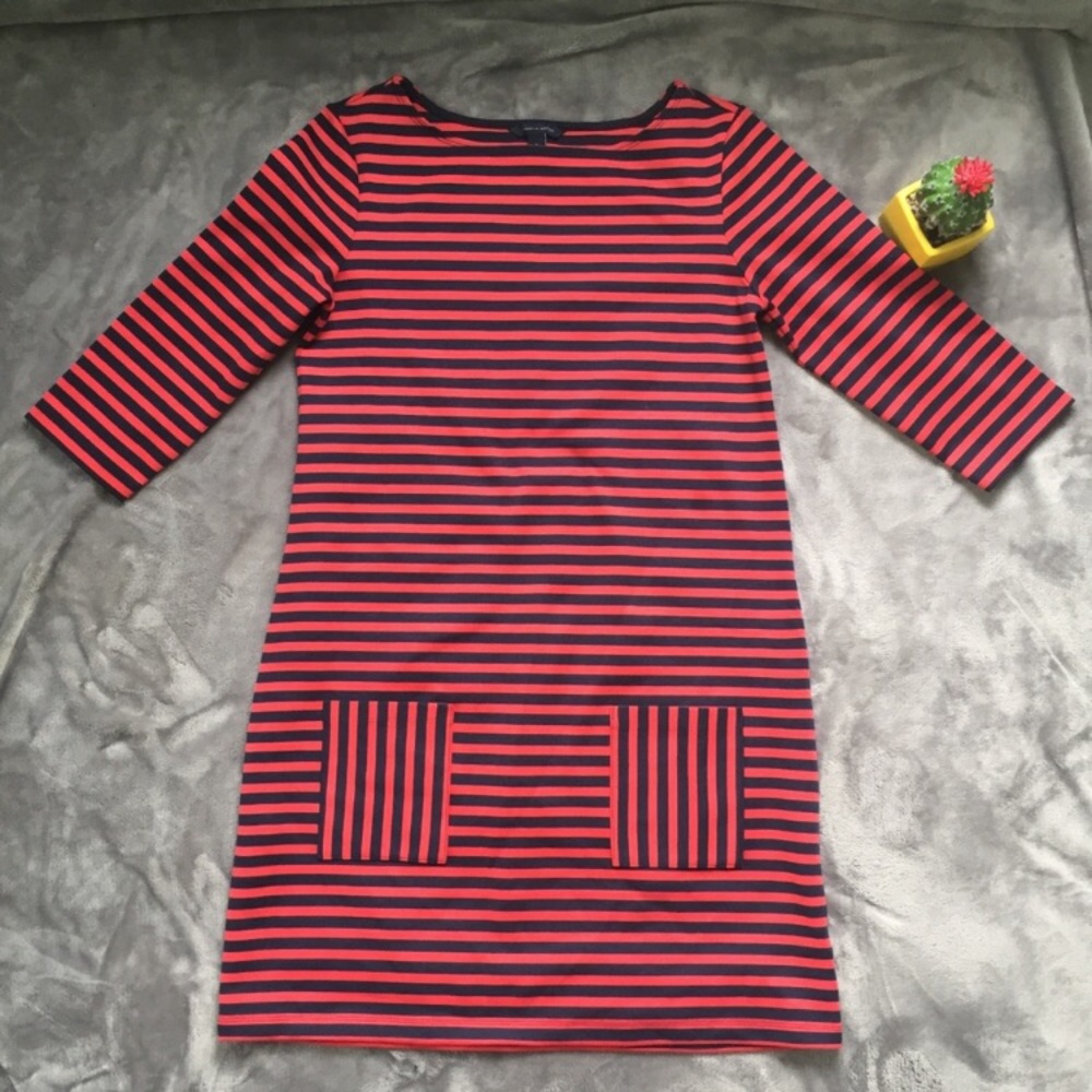 Tommy Hilfiger Red and Navy Striped Pocket Dress